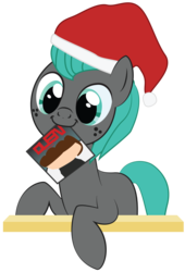 Size: 2000x2945 | Tagged: safe, artist:mintysketch, oc, oc only, earth pony, pony, hat, high res, minty's christmas ponies, santa hat, simple background, solo, transparent background, vector