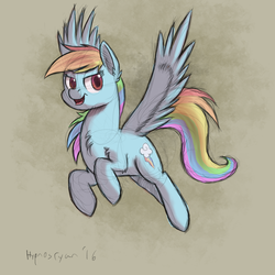 Size: 1700x1700 | Tagged: safe, artist:hypno, rainbow dash, g4, chest fluff, colored sketch, female, flying, solo