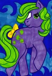 Size: 410x600 | Tagged: safe, artist:skypinpony, seashell (g1), earth pony, pony, g1, abstract background, coat markings, facial markings, female, solo, star (coat marking), traditional art