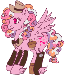 Size: 668x783 | Tagged: safe, artist:skypinpony, locket (g1), g1, bowtie, female, hat, ms paint, solo, steampunk