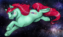 Size: 1500x900 | Tagged: dead source, safe, artist:whippetluvpony, sky rocket, g1, commission, female, photoshop, solo