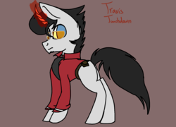 Size: 1643x1182 | Tagged: safe, artist:brokensilence, pony, cute, no more heroes, no more heroes 2 desperate struggle, ponified, solo, travis touchdown