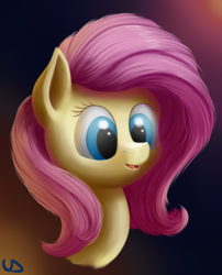 Size: 1350x1670 | Tagged: safe, artist:uber-dragon, fluttershy, g4, bust, female, happy, open mouth, portrait, smiling, solo