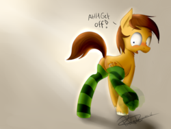 Size: 4000x3000 | Tagged: safe, artist:pucksterv, oc, oc only, pony, blushing, butt, clothes, plot, socks, solo, striped socks