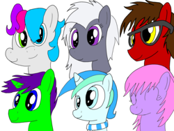 Size: 1600x1200 | Tagged: safe, artist:toyminator900, oc, oc only, oc:andandampersand, oc:aureai gray, oc:chip, oc:clever clop, oc:cyan lightning, oc:melody notes, pony, unicorn, colt, female, filly, glasses, male, younger