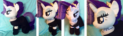 Size: 3241x953 | Tagged: safe, artist:sophie scruggs, rarity, g4, clothes, dress, irl, one eye closed, photo, plushie, solo, wink