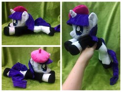 Size: 1600x1200 | Tagged: safe, artist:equinepalette, rarity, g4, sweet and elite, beanie (plushie), beatnik rarity, clothes, hand, hat, irl, photo, plushie, prone, shoes, solo, sweater