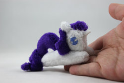 Size: 1024x683 | Tagged: safe, artist:sweetemii, rarity, g4, cute, hand, irl, photo, plushie, solo, tiny, tiny ponies