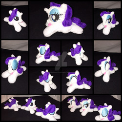 Size: 1600x1600 | Tagged: safe, artist:rubiowolf, rarity, g4, eyes closed, irl, lidded eyes, mini, photo, plushie, prone, tongue out, trio