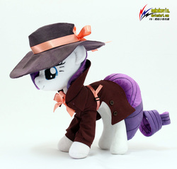 Size: 1428x1366 | Tagged: safe, artist:nekokevin, rarity, g4, rarity investigates, clothes, coat, detective, detective rarity, hat, irl, photo, plushie, solo