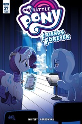 Size: 1054x1600 | Tagged: safe, artist:tonyfleecs, idw, rarity, sapphire shores, trixie, pony, unicorn, g4, spoiler:comic, spoiler:comicff37, butt, cover, plot, rearity, the great and powerful ass