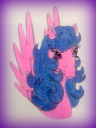 Size: 844x1125 | Tagged: safe, artist:applejack-1982, firefly, g1, bust, female, portrait, solo, spread wings, traditional art