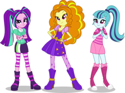 Size: 7000x5228 | Tagged: safe, artist:limedazzle, adagio dazzle, aria blaze, sonata dusk, equestria girls, g4, my little pony equestria girls: rainbow rocks, absurd resolution, alternate universe, boots, canterlot high, clothes, clothes swap, crossed arms, cute, good, high heels, leggings, pigtails, ponytail, request, show accurate, simple background, skirt, socks, the dazzlings, the rainbooms, transparent background, trio, twintails, vector, wondercolts