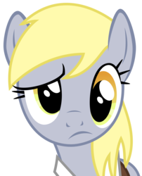 Size: 2622x3238 | Tagged: safe, artist:sketchmcreations, derpy hooves, pegasus, pony, g4, to where and back again, clothes, confused, female, high res, inkscape, looking at you, mare, reaction image, shirt, simple background, solo, transparent background, vector