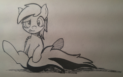 Size: 4744x2988 | Tagged: safe, artist:mang, derpy hooves, pegasus, pony, g4, female, ink, mare, photo, solo, traditional art