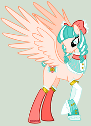 Size: 964x1340 | Tagged: safe, artist:daintysparkles, artist:lyndseylove1, oc, oc only, pegasus, pony, bow, detached sleeves, hair bow, solo