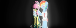 Size: 1940x724 | Tagged: safe, artist:stuflox, fluttershy, rainbow dash, the count of monte rainbow, g4, all this time, clothes, crossover, crying, dress, edmond dantes, female, hug, lesbian, mercedes, rainbow dantes, ship:flutterdash, shipping, shycedes, the count of monte cristo, winghug