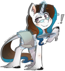 Size: 851x925 | Tagged: safe, artist:kyaokay, oc, oc only, exclamation point, feather, scroll, simple background, solo, transparent background, unshorn fetlocks