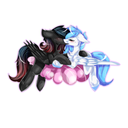 Size: 3000x3000 | Tagged: safe, artist:riare14, oc, oc only, pegasus, pony, cloud, female, high res, kissing, lesbian, shipping, simple background, transparent background