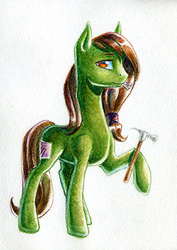 Size: 500x708 | Tagged: safe, artist:asimos, oc, oc only, earth pony, pony, hammer, male, solo, stallion, traditional art