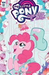 Size: 864x1311 | Tagged: safe, artist:agnesgarbowska, idw, pinkie pie, g4, spoiler:comic, spoiler:comic51, apron, chef's hat, clothes, cover, cupcake, female, food, hat, solo