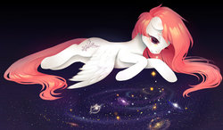 Size: 800x466 | Tagged: safe, artist:catmag, oc, oc only, oc:djizzy, pegasus, pony, solo, the cosmos