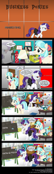 Size: 1470x4715 | Tagged: safe, artist:derpyfanboy, coco pommel, rarity, g4, baking powder, business, business ponies, businessmare, chalkboard, clothes, comic, dilbert, glasses, juice, juice box, lamp, mad men, oat smoothie, pun, the dilbert zone, typewriter