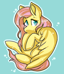 Size: 600x700 | Tagged: safe, artist:belovedfoxx, fluttershy, g4, female, hooves to the chest, looking away, no mouth, simple background, solo
