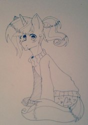 Size: 372x529 | Tagged: safe, artist:riiichie, oc, oc only, clothes, solo, sweater, traditional art