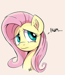 Size: 2192x2500 | Tagged: safe, artist:sea-maas, fluttershy, pegasus, pony, g4, bust, female, hesitant, high res, looking away, portrait, simple background, solo, white background