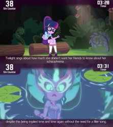 Size: 640x720 | Tagged: safe, edit, edited screencap, screencap, sci-twi, twilight sparkle, cinemare sins, equestria girls, g4, my little pony equestria girls: legend of everfree, midnight sparkle, op is a duck