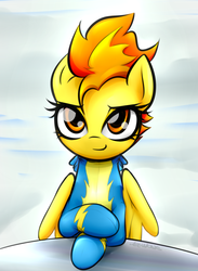Size: 1626x2225 | Tagged: safe, artist:jetwave, spitfire, pegasus, pony, g4, clothes, crossed hooves, cute, cutefire, female, looking at you, mare, solo, wonderbolts, wonderbolts uniform