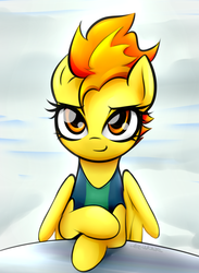 Size: 1626x2225 | Tagged: safe, artist:jetwave, spitfire, pony, g4, clothes, crossed hooves, female, looking at you, solo, swimsuit, wonderbolts