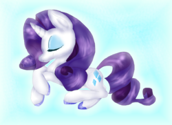 Size: 1926x1394 | Tagged: safe, artist:plaguedogs123, rarity, pony, unicorn, g4, eyes closed, female, mare, prone, smiling, solo