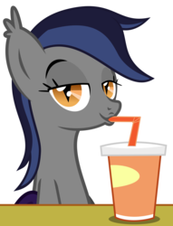 Size: 1526x2000 | Tagged: safe, artist:inudewaruika, oc, oc only, oc:echo, bat pony, pony, cup, simple background, sipping, smug, solo, transparent background