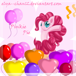 Size: 7000x7000 | Tagged: safe, artist:elya--chan12, pinkie pie, g4, absurd resolution, balloon, female, heart balloon, looking at you, solo