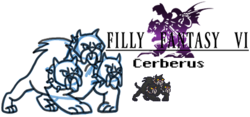 Size: 416x194 | Tagged: safe, artist:rydelfox, cerberus (g4), cerberus, g4, filly fantasy vi, multiple heads, sprite, three heads