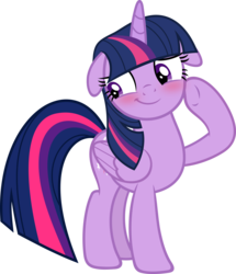 Size: 5164x6000 | Tagged: safe, artist:slb94, twilight sparkle, alicorn, pony, g4, :t, absurd resolution, bashful, blushing, cute, embarrassed, female, flattered, floppy ears, folded wings, looking away, looking down, mare, raised hoof, simple background, smiling, solo, transparent background, twiabetes, twilight sparkle (alicorn), underhoof, vector