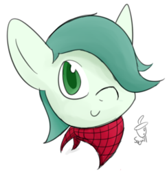 Size: 460x473 | Tagged: safe, artist:heylookasquirrel, oc, oc only, oc:emerald jewel, colt quest, bandana, child, color, colt, cute, femboy, foal, hair over one eye, hnnng, male, solo
