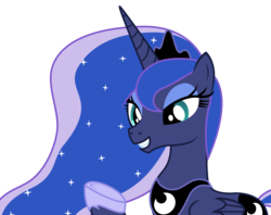 Size: 5306x4200 | Tagged: safe, artist:sketchmcreations, princess luna, g4, to where and back again, absurd resolution, female, raised hoof, simple background, smiling, solo, transparent background, vector