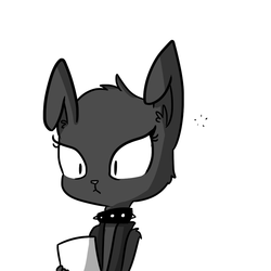 Size: 1008x1008 | Tagged: safe, artist:tjpones, oc, oc only, oc:didi, diamond dog, horse wife, collar, diamond dog oc, ear fluff, female, female diamond dog, grayscale, monochrome, paper, simple background, solo, spiked collar, surprised, white background, wide eyes