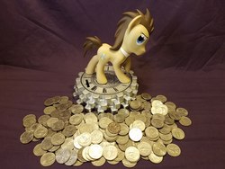 Size: 1600x1200 | Tagged: safe, photographer:we are borg, doctor whooves, time turner, earth pony, pony, g4, coin, diamond select toys, irl, male, money, photo, solo, stallion