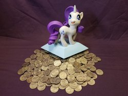 Size: 1600x1200 | Tagged: safe, photographer:we are borg, rarity, g4, coin, diamond select toys, irl, money, photo, solo