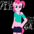 Size: 744x744 | Tagged: safe, artist:schoolboy-b, pinkie pie, earth pony, semi-anthro, g4, album cover, belly button, black background, clothes, denim, female, hand on hip, lidded eyes, looking at you, midriff, off shoulder, short shirt, simple background, smiling, solo