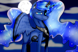 Size: 1800x1200 | Tagged: safe, artist:crazysurprise, princess luna, nightmare forces, g4, female, moon, possession, solo