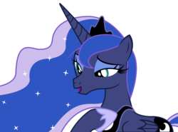 Size: 5391x3991 | Tagged: safe, artist:sketchmcreations, princess luna, g4, to where and back again, female, lidded eyes, open mouth, raised hoof, simple background, solo, transparent background, vector