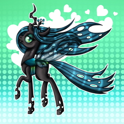 Size: 1000x1000 | Tagged: safe, artist:inspiredpixels, queen chrysalis, changeling, changeling queen, pony, g4, female, raised hoof, solo