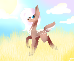 Size: 3600x3002 | Tagged: safe, artist:huirou, oc, oc only, oc:ginger snap, deer, deer pony, original species, high res, solo