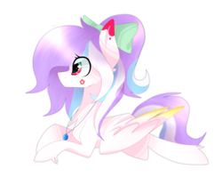 Size: 2601x2161 | Tagged: safe, artist:huirou, oc, oc only, pegasus, pony, bow, female, hair bow, high res, mare, prone, simple background, solo, transparent background