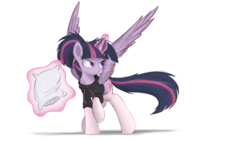 Size: 1932x1087 | Tagged: safe, artist:ncmares, edit, twilight sparkle, alicorn, pony, g4, bed mane, clothes, female, frown, glare, hoodie, levitation, magic, majestic as fuck, pillow, ponytail, raised hoof, serious, socks, solo, spread wings, stockings, sweater, telekinesis, twilight sparkle (alicorn), wallpaper, wallpaper edit